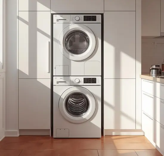 Secadora de condensación doméstica en proceso de limpieza de conductos