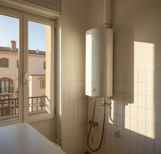 Termo eléctrico de agua doméstico en proceso de revisión de ánodo